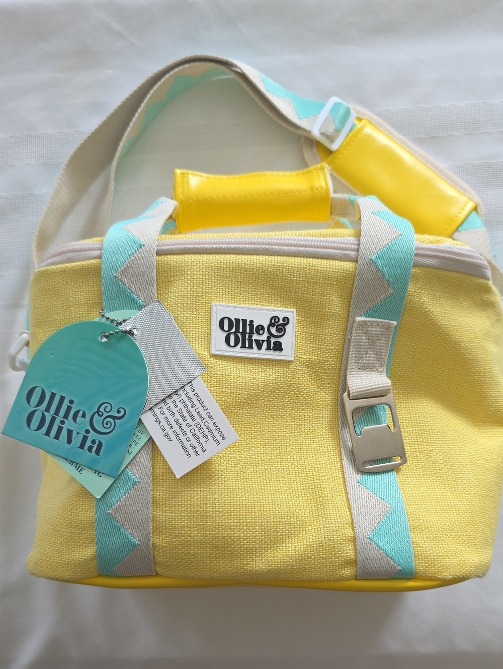 Ollie & OliviaYellow & Teal Insulated Cooler Bag Tote New With Tags And Opener